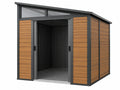 Abri de jardin 230 x 180 x 220 cm en métal noir et brun avec portes coulissantes