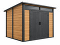 Abri de jardin 240 x 180 x 220 cm acier noir/bois à double porte pour rangement extérieur