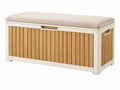 Banc coffre de rangement 100 x 40 x 45 cm en bois beige et naturel avec assise rembourrée