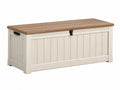 Coffre de rangement 120 x 50 x 55 cm en bois beige et brun avec couvercle