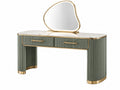 Coiffeuse 120 x 45 x 145 cm vert sauge et doré effet marbre avec miroir contemporain