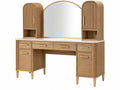Ensemble coiffeuse 160 x 50 x 180 cm en bois brun avec miroir et rangements style art déco