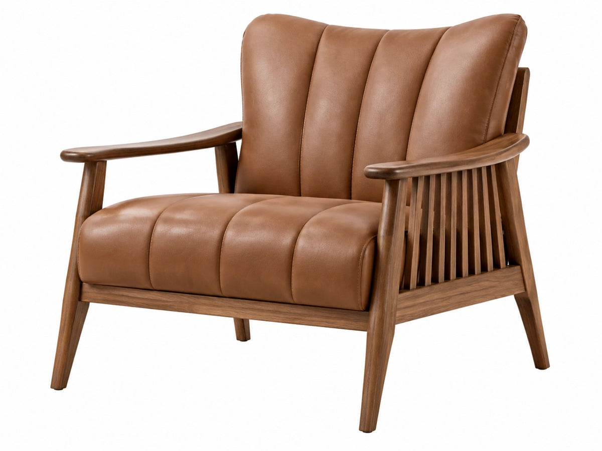 Fauteuil 78 x 80 x 85 cm en bois brun avec revêtement brun style contemporain