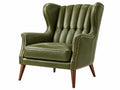 Fauteuil bergère 82 x 90 x 108 cm aspect cuir vert olive style classique