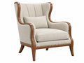 Fauteuil 85 x 90 x 110 cm en tissu beige et bois brun style classique