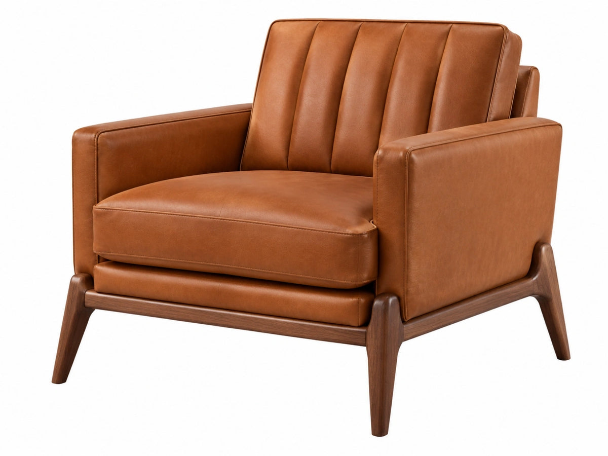 Fauteuil 85 x 85 x 85 cm en revêtement synthétique cognac style rétro