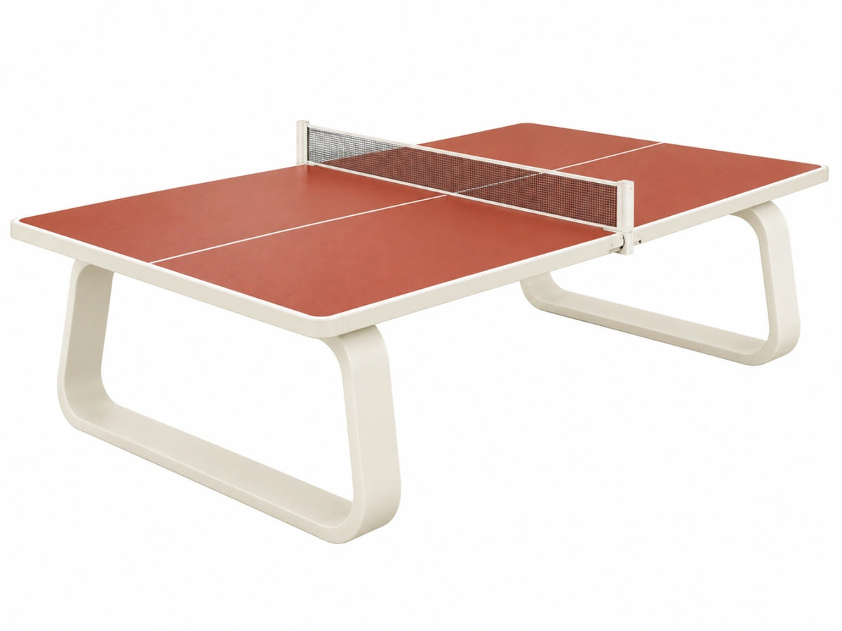 Table de tennis de table 274 x 152.5 x 76 cm plateau terracotta cadre blanc style contemporain