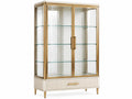 Vitrine 100 x 40 x 190 cm en verre et métal doré blanc style Art déco avec tiroir