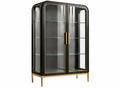 Vitrine 100 x 42 x 180 cm en bois noir et verre avec portes style contemporain