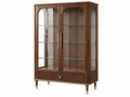 Vitrine 100 x 45 x 180 cm en bois brun et verre avec 2 portes et tiroir